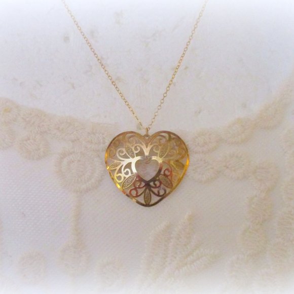 Vintage 9.25 Vermeil Heart Necklace Princess Pride - Picture 6 of 6